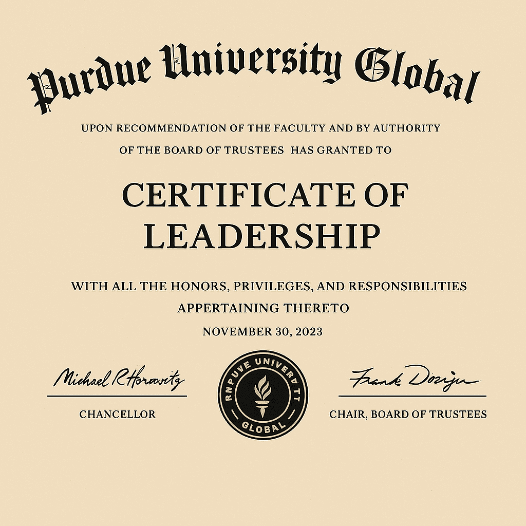Sample Lincoln Leadership Institute Digital Certificate